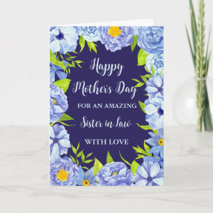 Blue Flowers Sister in Law Happy Mother's Day Card