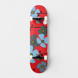 Blue flowers skateboard