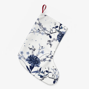 Blue flowers small christmas stocking