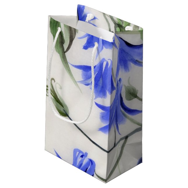 Blue Flowers Small Gift Bag (Back Angled)