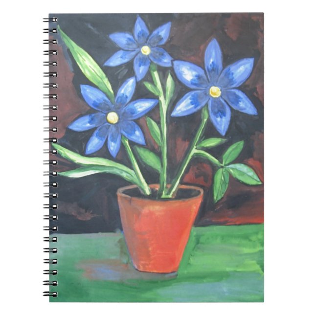 Blue Flowers Spiral Notebook (Front)