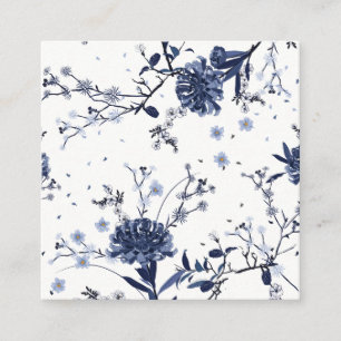 Blue flowers square business card