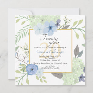 Blue Flowers Square Invitation
