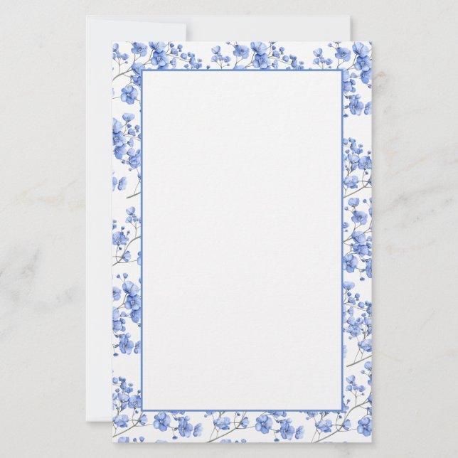 Blue Flowers Stationery (Front)
