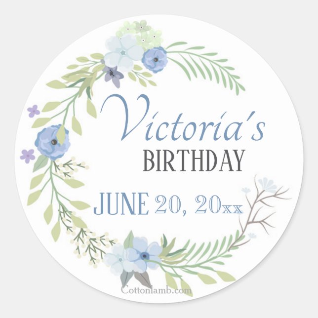 Blue Flowers Sticker (Front)