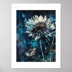 Blue Flowers Summer Cyanotype Poster