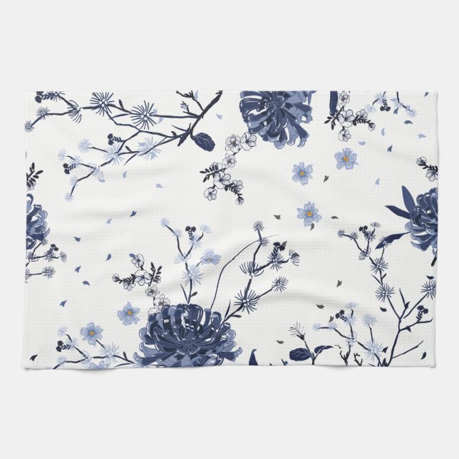 Blue flowers tea towel (Horizontal)
