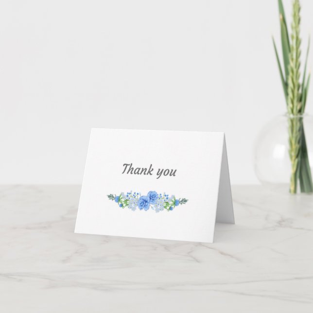Blue Flowers Thank you Card (Front)