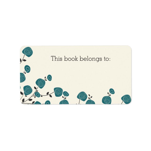 Blue Flowers "This Book Belongs To" Labels (Front)