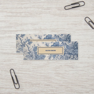 Blue Flowers Toile de Jouy your name mini bookmark Mini Business Card