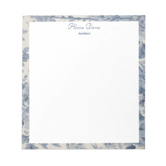 Blue Flowers Toile de Jouy your name  Notepad