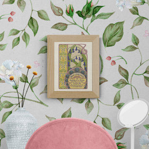 Blue Flowers Vintage Art Nouveau Style Poster