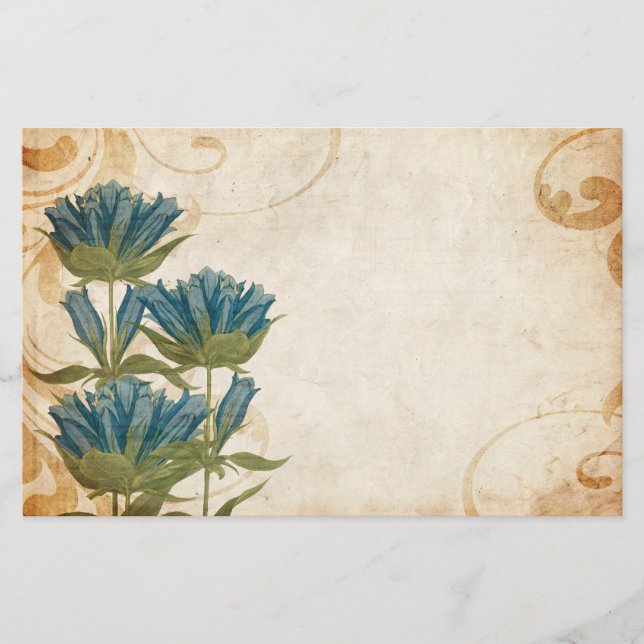 Blue Flowers Vintage Wedding Stationery (Front)