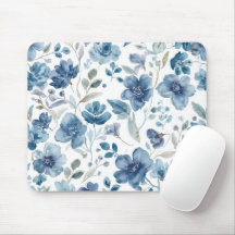 Blue Flowers Watercolor Botanical Floral