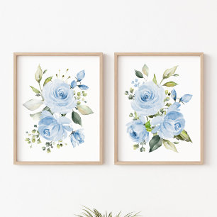 Blue Flowers, Watercolor Flowers, Boy Nursery