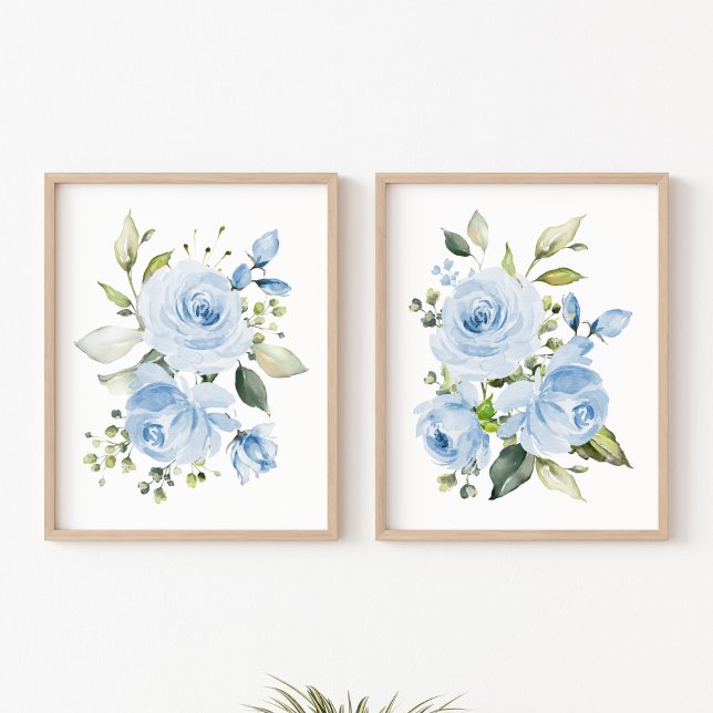 Blue Flowers, Watercolor Flowers, Boy Nursery (Creator Uploaded)