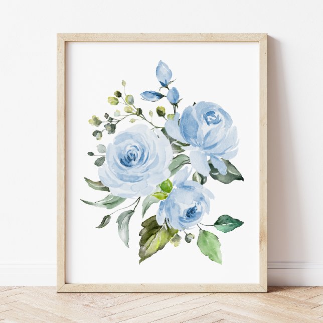 Blue Flowers, Watercolor Flowers, Boy Nursery Photo Print (Creator Uploaded)