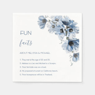 Blue Flowers Wedding Fun Facts Napkin