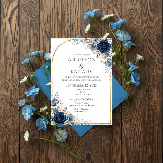 Blue Flowers Wedding Invitation (Creator Uploaded)