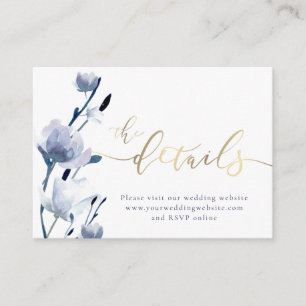 Blue flowers Wedding Website Enclosure Card