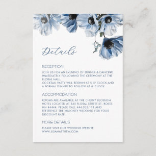 Blue Flowers White Casual Enclosure Card