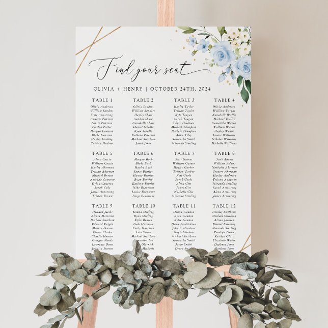 Blue Flowers, White Flowers, Boho, Seating Chart (Creator Uploaded)