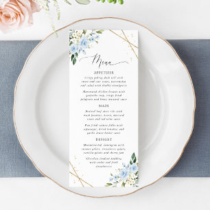 Blue Flowers, White Flowers, Bridal Shower Menu