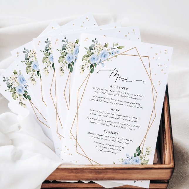 Blue Flowers, White Flowers, Bridal Shower Menu (Creator Uploaded)