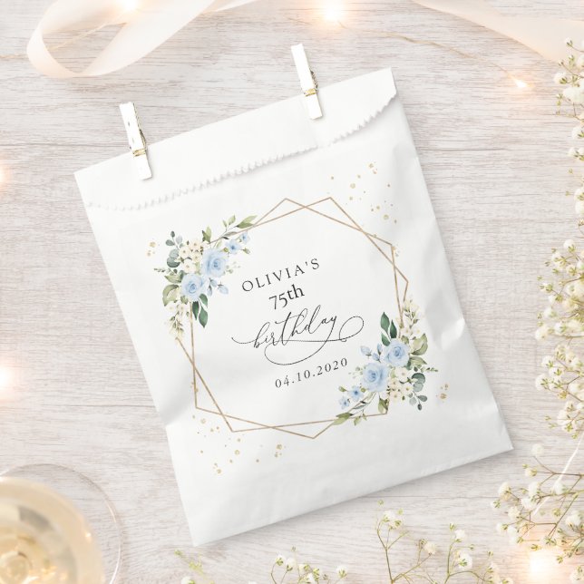 Blue Flowers, White Flowers, Greenery, Birthday Favour Bags (Clipped)