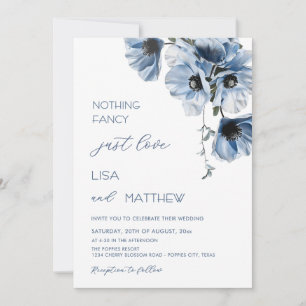 Blue Flowers White Invitation
