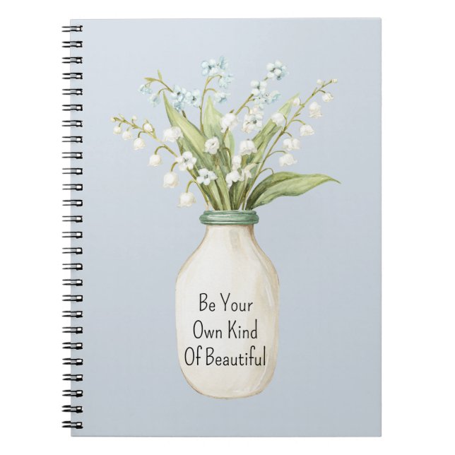 Blue Flowers White Vase Notebook (Front)
