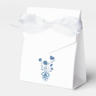 Blue Flowers With Bow Favour Box