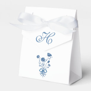 Blue Flowers With Bow Favour Box
