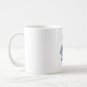 Blue flowers with personnalized text name Mug