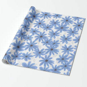 Blue flowers wrapping paper