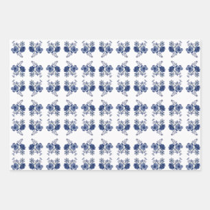 Blue Flowers Wrapping Paper Sheet