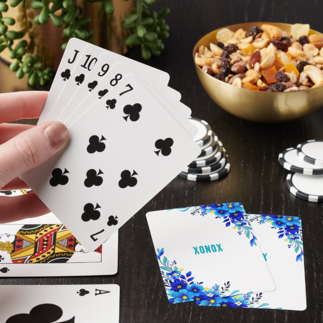Blue Flowers XONOX Original Playing Cards (In Situ)