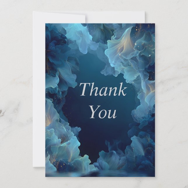 Blue Flowing Abstract Thank You Card (Front)