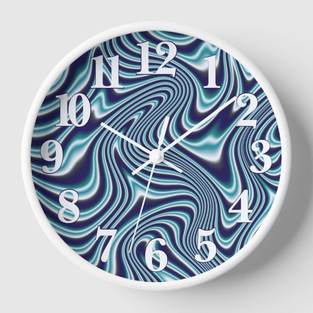Blue Fluid Marbling Painting Clock (Front)