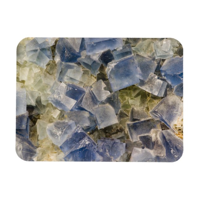 Blue Fluorite Crystals in Matrix Magnet (Horizontal)