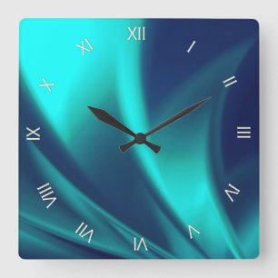 Blue Flush Square Wall Clock