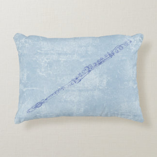 Blue Flute Line Drawing Textured Effect Backdrop Decorative Cushion