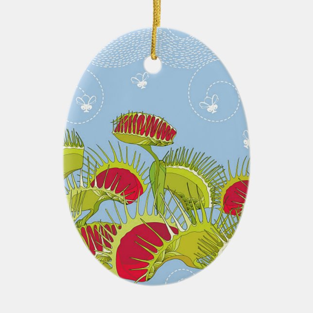 blue fly trap ceramic tree decoration (Front)