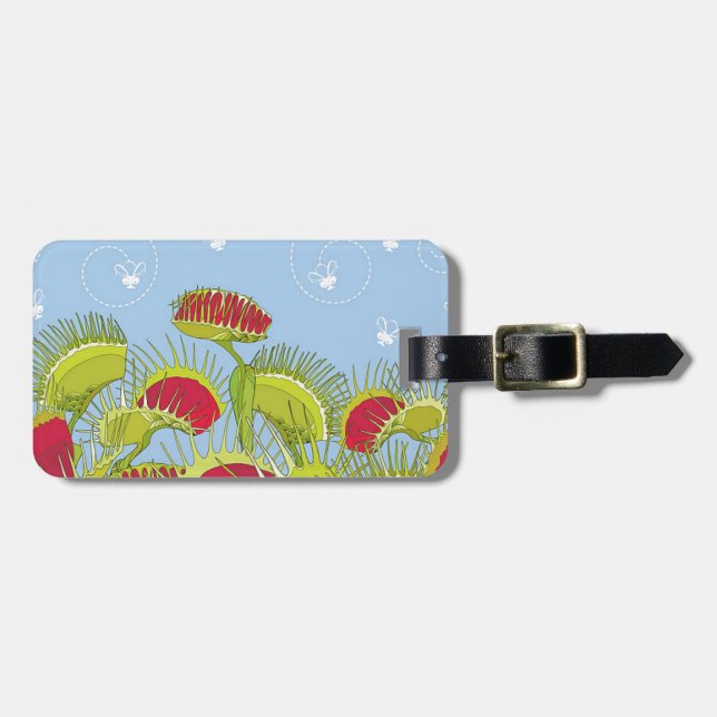 blue fly trap luggage tag (Front Horizontal)