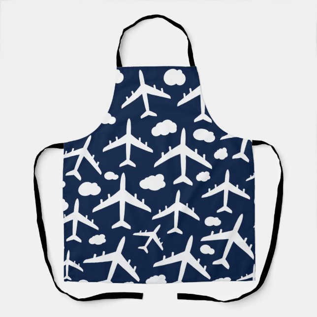 Blue flying aeroplanes aircraft pattern  apron (Front)