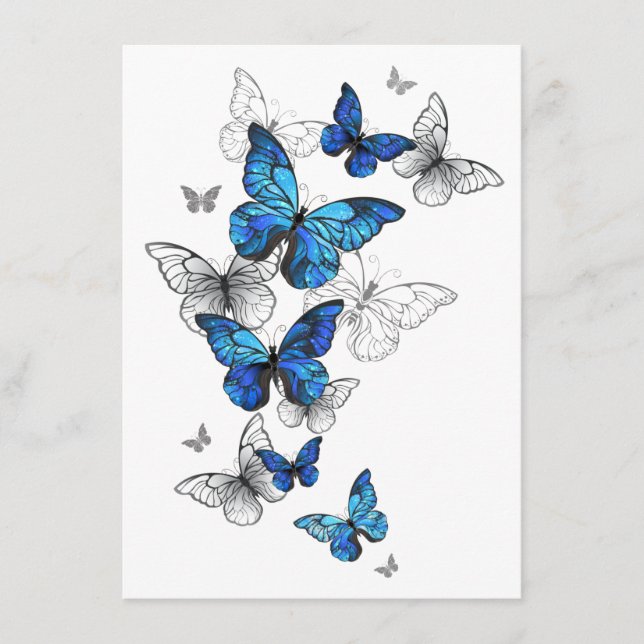Blue Flying Butterflies Morpho Advice Card (Front)