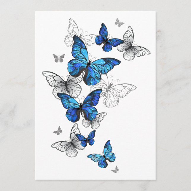 Blue Flying Butterflies Morpho Advice Card (Front)