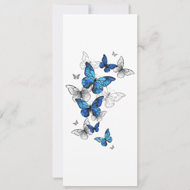 Blue Flying Butterflies Morpho Announcement (Front)