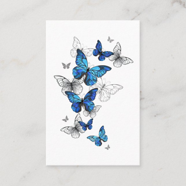 Blue Flying Butterflies Morpho Appointment Card (Front)