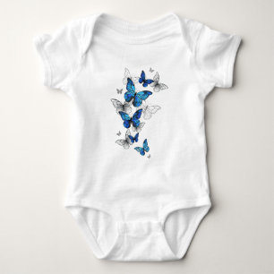 Blue Flying Butterflies Morpho Baby Bodysuit